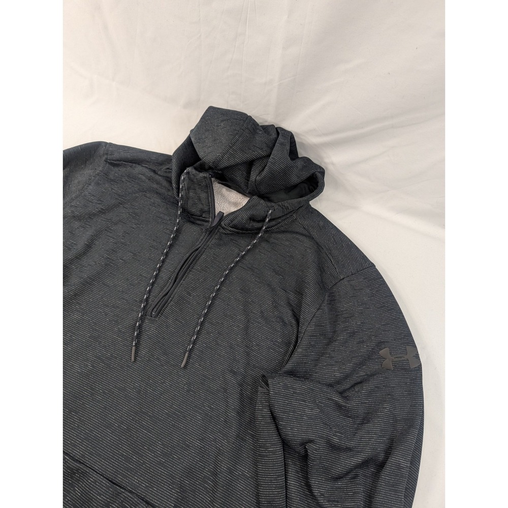 Under Armour ColdGear Hoodie XL Thick Fitted Gray Black Quarter Zip Pullover
